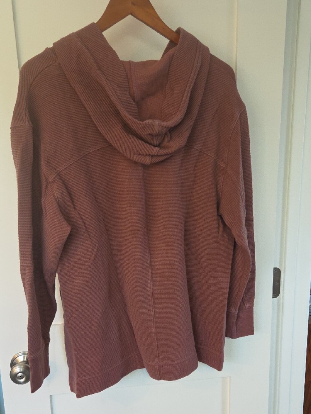 Athleta Waffle-Knit Hooded Pullover in Dusty Red - Picture 5 of 5